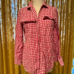 GAP Red and Cream Checkered Button Down Shirt